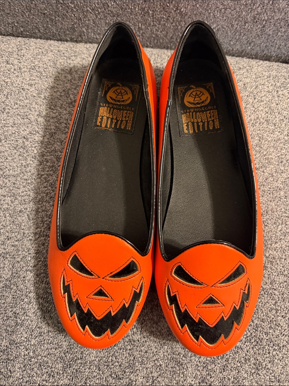 Halloween Edition Orange Pumpkin Face Flats